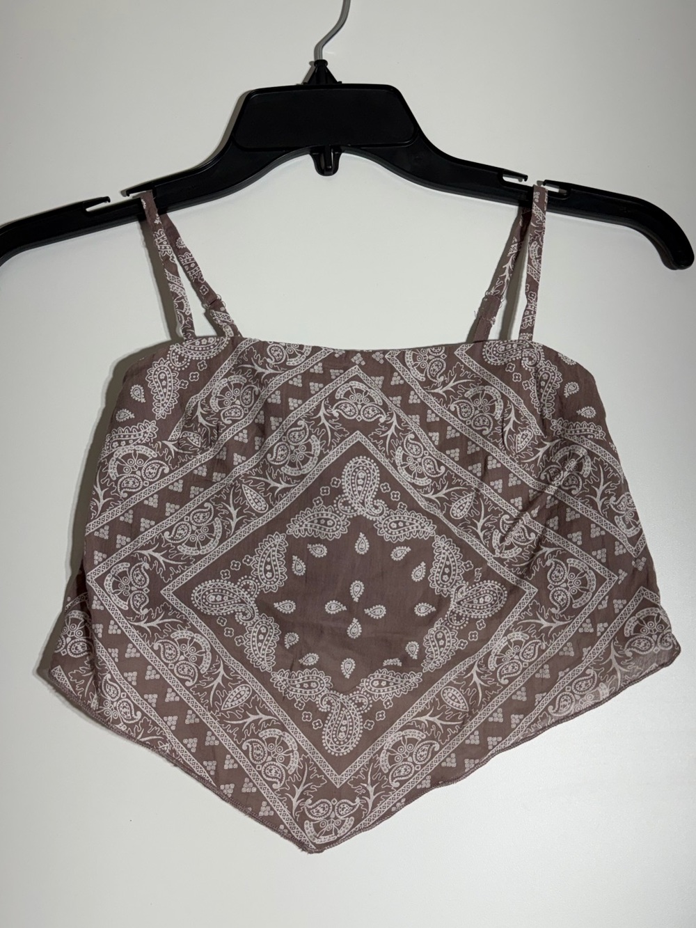Sugar & Jade Mauve Paisley Square Neck Spaghetti Strap Cropped Tank Top Size S